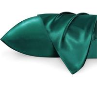 Bedsure Satin Pillowcase for Hair - Similar to Silk Pillowcase, Cooling Pillow Cases 2 Pack with Envelope Closure, Gifts for Women, Queen & Standard Size 50x75 cm, Dark green