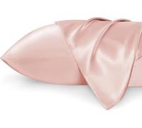 Bedsure Satin Pillowcase for Hair - Similar to Silk Pillowcase, Cooling Pillow Cases 2 Pack with Envelope Closure, Gifts for Women, Queen & Standard Size 50x75 cm, Blossom Pink