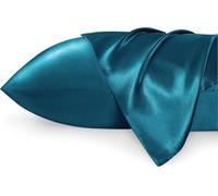 Bedsure Satin Pillowcase for Hair - Similar to Silk Pillowcase, Cooling Pillow Cases 2 Pack with Envelope Closure, Gifts for Women, Queen & Standard Size 50x75 cm, Teal Cyan