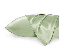 Bedsure Satin Pillowcase for Hair - Similar to Silk Pillowcase, Cooling Pillow Cases 2 Pack with Envelope Closure, Gifts for Women, Queen & Standard Size 50x75 cm, Laurel Green