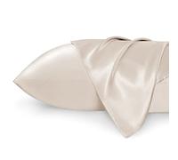 Bedsure Satin Pillowcase for Hair - Similar to Silk Pillowcase, Cooling Pillow Cases 2 Pack with Envelope Closure, Gifts for Women, Queen & Standard Size 50x75 cm, Beige
