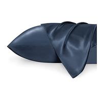 Bedsure Satin Pillowcase for Hair - Similar to Silk Pillowcase, Cooling Pillow Cases 2 Pack with Envelope Closure, Gifts for Women, Queen & Standard Size 50x75 cm, Vintage Indigo