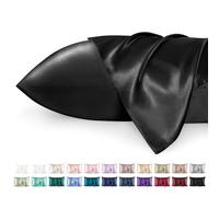 Bedsure Satin Pillowcase for Hair - Similar to Silk Pillowcase, Cooling Pillow Cases 2 Pack with Envelope Closure, Gifts for Women, Queen & Standard Size 50x75 cm, Black