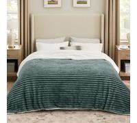 Bedsure Sherpa Fleece Large Blanket - Fluffy Soft Cosy Thick Warm Blankets for Winter, Dark Green, 240x220cm