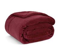 Bedsure Sherpa Fleece Throw Blanket - Fluffy Microfiber Solid Blankets for Bed and Couch Double/Twin Size, Red, 150x200cm