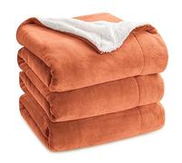 Bedsure Sherpa Fleece Throw Blanket King Size - Thick and Warm, Fluffy Microfiber Solid & Soft Blankets for Bed and Couch, Mango, 230x270cm