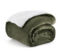 Bedsure Sherpa Fleece Throw Blanket - Thick and Warm, Fluffy Microfiber Solid & Soft Blankets for Bed and Couch Double/Twin Size, Ivy Green, 150x200cm