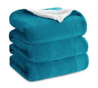 Bedsure Sherpa Fleece Throw Blanket - Thick and Warm, Fluffy Microfiber & Solid Soft Blankets for Bed and Couch Queen Size, Turquoise, 220x240cm