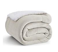 Bedsure Sherpa Fleece Throw Blanket - Thick and Warm, Fluffy Microfiber & Solid Soft Blankets for Bed and Couch Throw/Single Size, Natural, 130x150cm