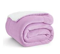 Bedsure Sherpa Fleece Throw Blanket - Thick and Warm, Fluffy Microfiber Solid & Soft Blankets for Bed and Couch Double/Twin Size, Lilac, 150x200cm