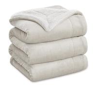 Bedsure Sherpa Fleece Throw Blanket - Thick and Warm, Fluffy Microfiber Solid & Soft Blankets for Bed and Couch King Size, Natural, 230x270cm
