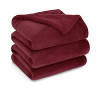 Bedsure Sherpa Fleece Throw Blanket - Thick and Warm, Fluffy Microfiber & Solid Soft Blankets for Bed and Couch Queen Size Coverlet Sets, Red, 220x240cm