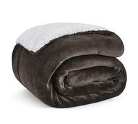 Bedsure Sherpa Fleece Throw Blanket - Thick and Warm, Fluffy Microfiber & Solid Soft Blankets for Bed and Couch Throw/Single Size, Brown, 130x150cm