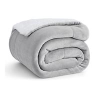 Bedsure Sherpa Fleece Throw Blanket - Thick and Warm, Fluffy Microfiber Solid & Soft Blankets for Bed and Couch Double/Twin Size, Light Grey, 150x200cm