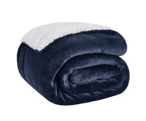 Bedsure Sherpa Fleece Throw Blanket - Thick and Warm, Fluffy Microfiber Solid & Soft Blankets for Bed and Couch Double/Twin Size, Navy, 150x200cm