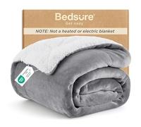 Bedsure Sherpa Fleece Throw Blanket - Thick, Silver Grey, Twin, 150x200cm | Sherpa Blanket, Fluffy, Super Soft, Cosy, Fleece Sofa Throw, Thick and Warm, Family and Pets, Home Decor