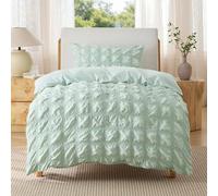 Bedsure Single Duvet Cover Set - Seersucker Bedding, Sage Green, 135x200 cm | Soft Breathable Puckering Textured Bedding Set with Zipper Closure and 2 Pillowcases for All Seasons