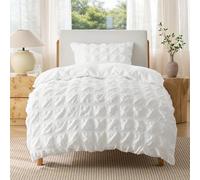 Bedsure Single Duvet Cover Set - Seersucker Bedding, White, 135x200 cm | Soft Breathable Puckering Textured Bedding Set with Zipper Closure and 2 Pillowcases for All Seasons