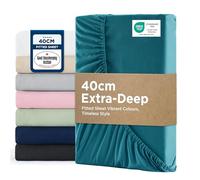 Bedsure Small Double Fitted Sheet - 40cm Pocket, Teal, 122x190cm | Soft Breathable Brushed Finish Smooth Feel All Round Elastic Secure Fit Deep Pocket Machine Washable Fade Resistant Easy Care
