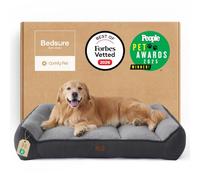 Bedsure SupportMax™ Extra Thick Supportive Orthopedic Dog Bed Large | 122x89cm Washable Cover, Large Pet Sofa Couch with Soft Plush Sherpa and Nonskid Bottom, Home Decor, Grey