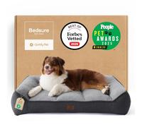 Bedsure SupportMax™ Extra Thick Supportive Orthopedic Dog Bed Sofa Large | 96x71cm Washable Cover, Large Pet Sofa Couch with Soft Plush Sherpa and Nonskid Bottom, Home Decor, Grey