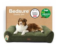 Bedsure SupportMax™ Extra Thick Supportive Orthopedic Dog Bed Sofa Large | 96x71cm Washable Cover, Large Pet Sofa Couch with Soft Plush Sherpa and Nonskid Bottom, Home Decor, Dark Green