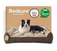Bedsure SupportMax™ Extra Thick Supportive Orthopedic Dog Bed Sofa Large | 96x71cm Washable Cover, Large Pet Sofa Couch with Soft Plush Sherpa and Nonskid Bottom, Home Decor, Brown