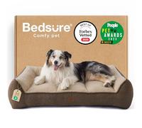 Bedsure SupportMax™ Extra Thick Supportive XL Orthopaedic Dog Bed Sofa | 106x76cm Washable Cover, Large Pet Sofa Couch with Soft Plush Sherpa and Nonskid Bottom, Home Decor, Brown