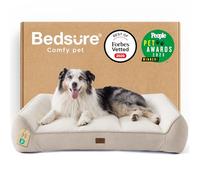 Bedsure SupportMax™ Extra Thick Supportive XL Orthopaedic Dog Bed Sofa | 106x76cm Washable Cover, Large Pet Sofa Couch with Soft Plush Sherpa and Nonskid Bottom, Home Decor, Cream
