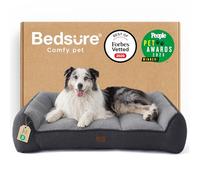 Bedsure SupportMax™ Extra Thick Supportive XL Orthopedic Dog Beds Large | 106x76cm Waterproof Washable Cover, Large Pet Sofa Couch with Soft Plush Sherpa and Nonskid Bottom, Home Decor, Grey