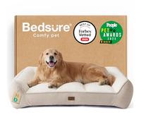 Bedsure SupportMax™ Extra Thick Supportive XL Plus Orthopaedic Dog Bed | 122x89cm Waterproof Washable Cover, Large Pet Sofa Couch with Soft Plush Sherpa and Nonskid Bottom, Home Decor, Cream