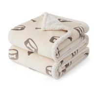 Bedsure Waterproof Dog Blanket - 127x102cm Washable Pet Blanket for Large Dogs, Reversible Pet Throw Protects Bed and Sofa with Soft Plush, Cream