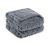 Bedsure Waterproof Dog Blanket Fleece Blanket Washable, 152x203cm, Grey | Extra Large Double-side Blanket for Dogs, Fluffy Sherpa Pet Throw Blanket for Sofa Bed Protector,Calming Cat Blanket