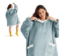 Bedsure Wearable Blanket Hoodie - Sherpa Fleece Hooded Blanket for Adult as A Gift, Warm & Comfortable Blanket Sweatshirt with Giant Pocket both Indoors and Outdoors (Standard, Light Green)