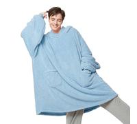 Bedsure Wearable Blanket Hoodie Women - Fluffy Fleece Hoodie Blanket for Adults Men, Warm Hooded Blanket as Gifts for Her, Light Blue, XL