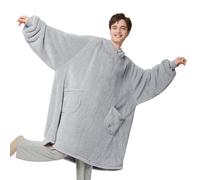 Bedsure Wearable Blanket Hoodie Women - Fluffy Fleece Hoodie Blanket for Adults Men, Warm Hooded Blanket as Gifts for Her, Grey, XL