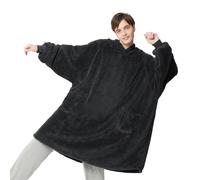 Bedsure Wearable Blanket Hoodie Women - Fluffy Fleece Hoodie Blanket for Men, Warm & Cozy Gifts for Women Men Her Mum, Ash Black, XL