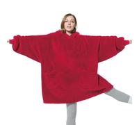Bedsure Wearable Blanket Hoodie Women - Fluffy Fleece Hoodie Blanket for Men, Warm & Cozy Gifts for Women Men Her Mum, Red, L