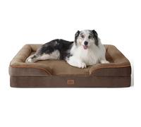Bedsure XL Large Dog Bed Sofa - Washable Orthopedic Dog Couch, 106x80cm | Waterproof Inner Liner, Removable Flannel Cover, Dog Pillow with U-Shape Bolster, Brown Squre Pet Bed