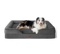 Bedsure XL Large Dog Bed Sofa - Washable Orthopedic Dog Couch, 106x80cm | Waterproof Inner Liner, Removable Flannel Cover, Dog Pillow with U-Shape Bolster, Dark Grey Squre Pet Bed