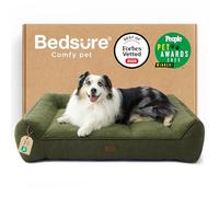 Bedsure XL Orthopedic Dog Beds Large - 106x76cm Extra Thick Supportive Dogs Sofa with Waterproof Washable Cover, Extra Large Pet Bed Sofa with Soft Plush Sherpa and Nonskid Bottom, Dark Green