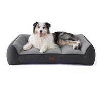 Bedsure XL Orthopedic Dog Beds Large - 106x76cm Extra Thick Supportive Dogs Sofa with Waterproof Washable Cover, Extra Large Pet Bed Sofa with Soft Plush Sherpa and Nonskid Bottom, Dark Grey