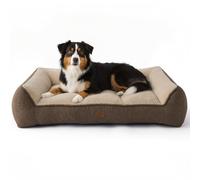 Bedsure XL Orthopedic Dog Beds Large - 114x81cm Extra Thick Supportive Dogs Sofa with Waterproof Washable Cover, Extra Large Pet Bed Sofa with Soft Plush Sherpa and Nonskid Bottom, Brown