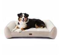 Bedsure XL Orthopedic Dog Beds Large - 114x81cm Extra Thick Supportive Dogs Sofa with Waterproof Washable Cover, Extra Large Pet Bed Sofa with Soft Plush Sherpa and Nonskid Bottom, Cream