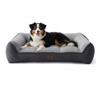 Bedsure XL Orthopedic Dog Beds Large - 114x81cm Extra Thick Supportive Dogs Sofa with Waterproof Washable Cover, Extra Large Pet Bed Sofa with Soft Plush Sherpa and Nonskid Bottom, Dark Grey
