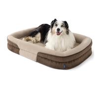Bedsure XL Pro Orthopedic Dog Bed, Oval Bolster Pet Bed, 114x81x18cm, Brown