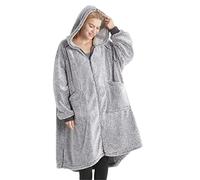 Bedsure Zip Up Oversized Blanket Hoodie - Sherpa Fleece Wearable Blanket with Zipper for Women & Men, Soft Warm Fluffy Hooded Blanket with Pocket, Gift for Women, Gift for Her, Grey, 100x78 cm