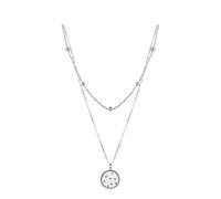 BEDT 925 Sterling Silver Coin Pendant Double Layer Necklace Stackable Star Neck Chain For Women Birthday Fine Jewelry