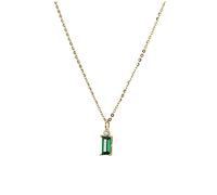 BEDT 925 Sterling Silver Gold Emerald Green Mini Rectangle Zircon Necklace Female Style Pendant Necklace