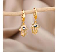 BEDT Evil Eye Earrings For Women Gold Color Turkish Drop Earrings Trend Couple Wedding Jewelry